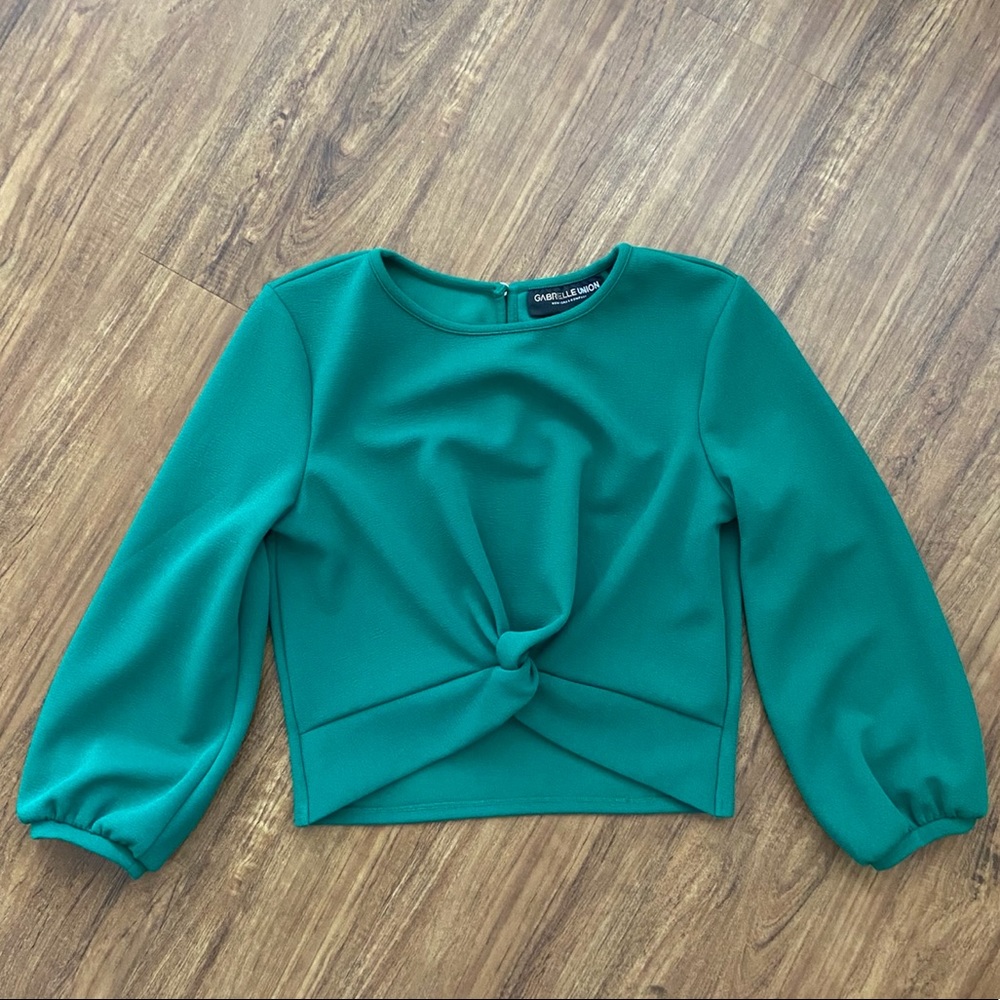 Kelly Green cropped blouse by Gabrielle Union